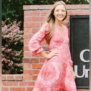 Skylar Rose Pink Tie Dye long sleeve Maxi Dress 🌸